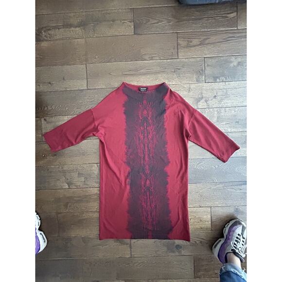 Isabel de Pedro women's Bodycon Midi Red Burgundy Boatneck Dress Black 42 8 44 - Picture 2 of 6